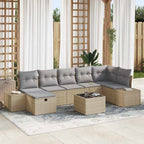 Sofa Set mit Kissen 7 pcs Poly-Rattan