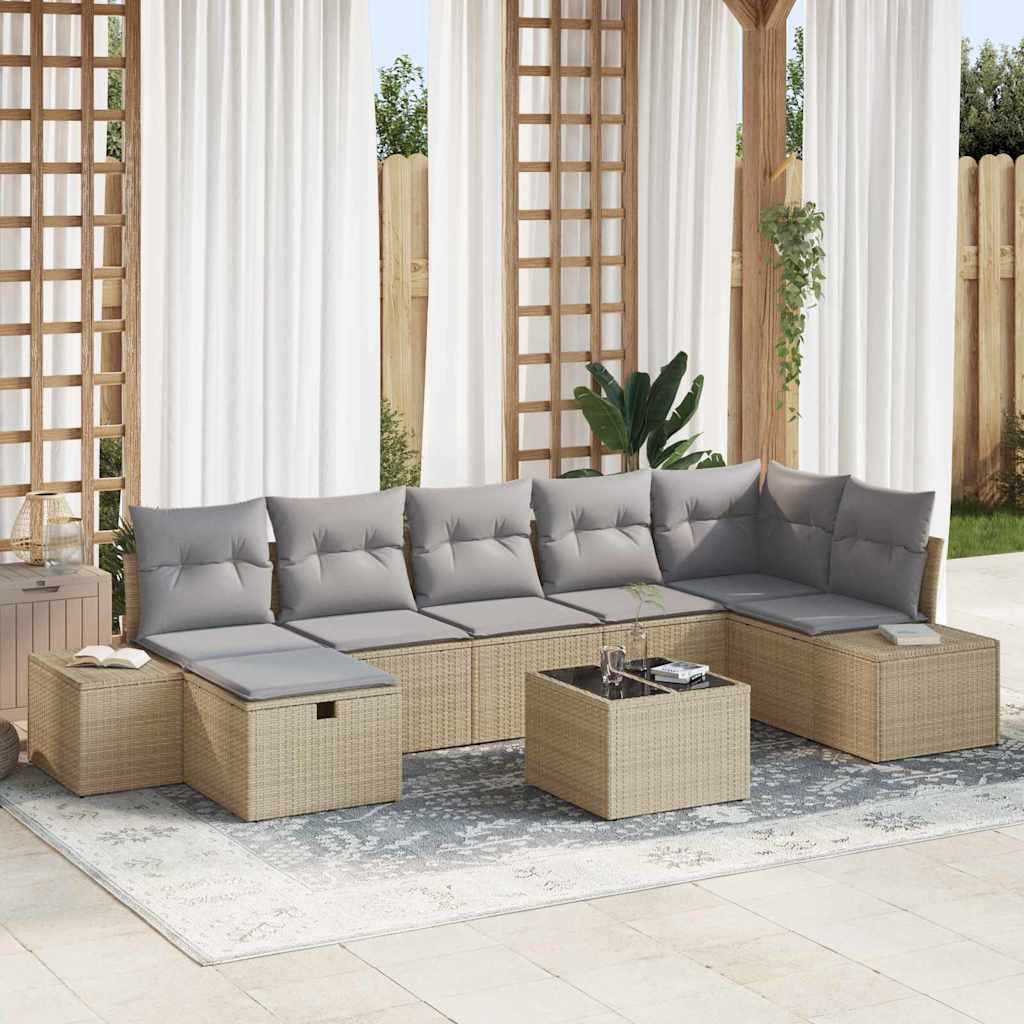 Sofa Set mit Kissen 7 pcs Poly-Rattan