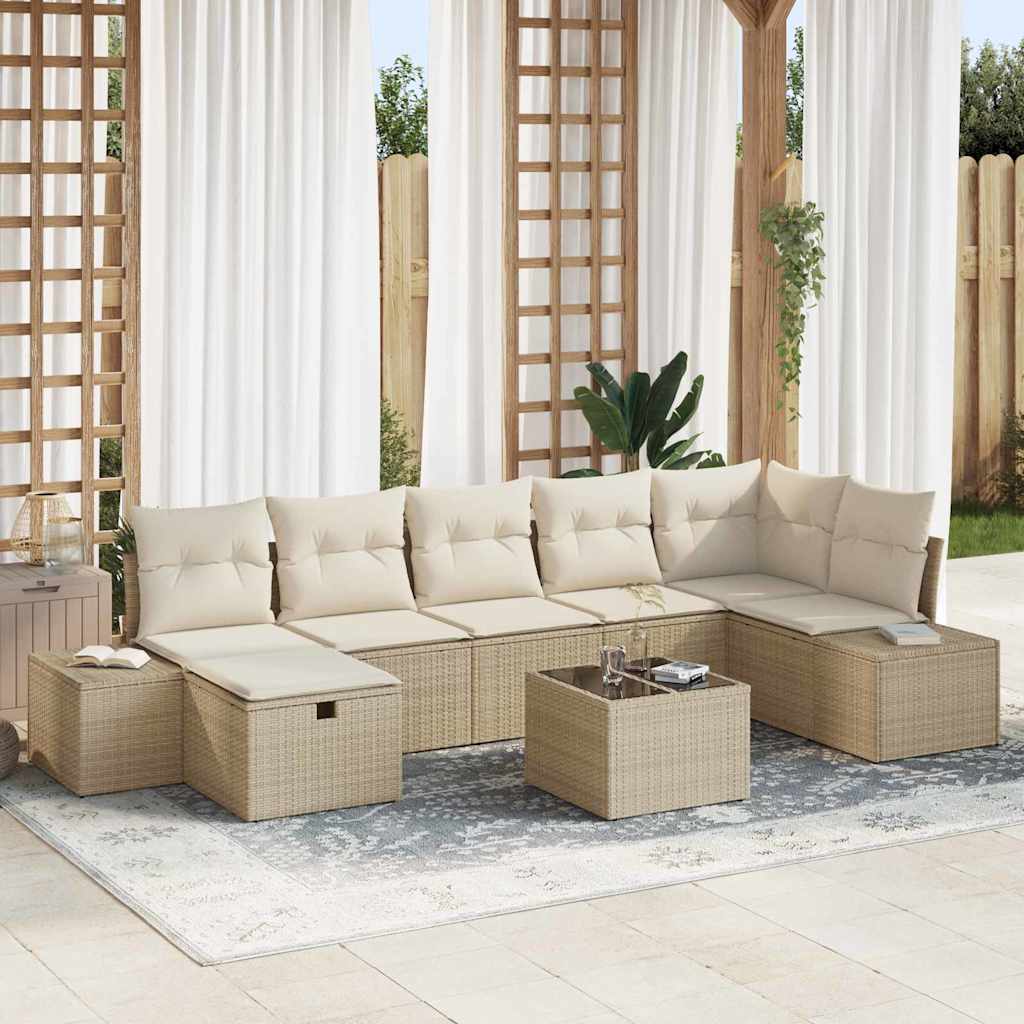 Sofa Set mit Kissen 8 pcs Poly-Rattan