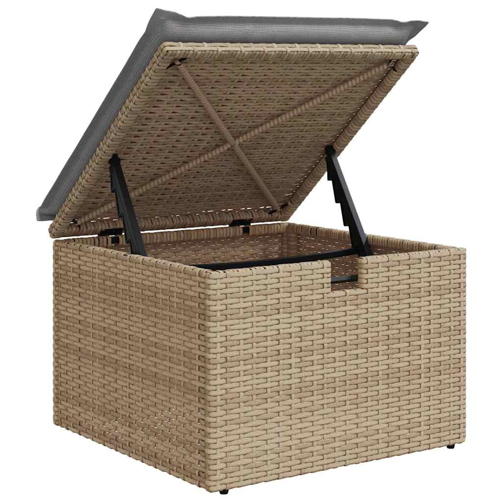 Gartensofa-set mit Kissen mit Speicher 6 pcs Beige Poly-Rattan