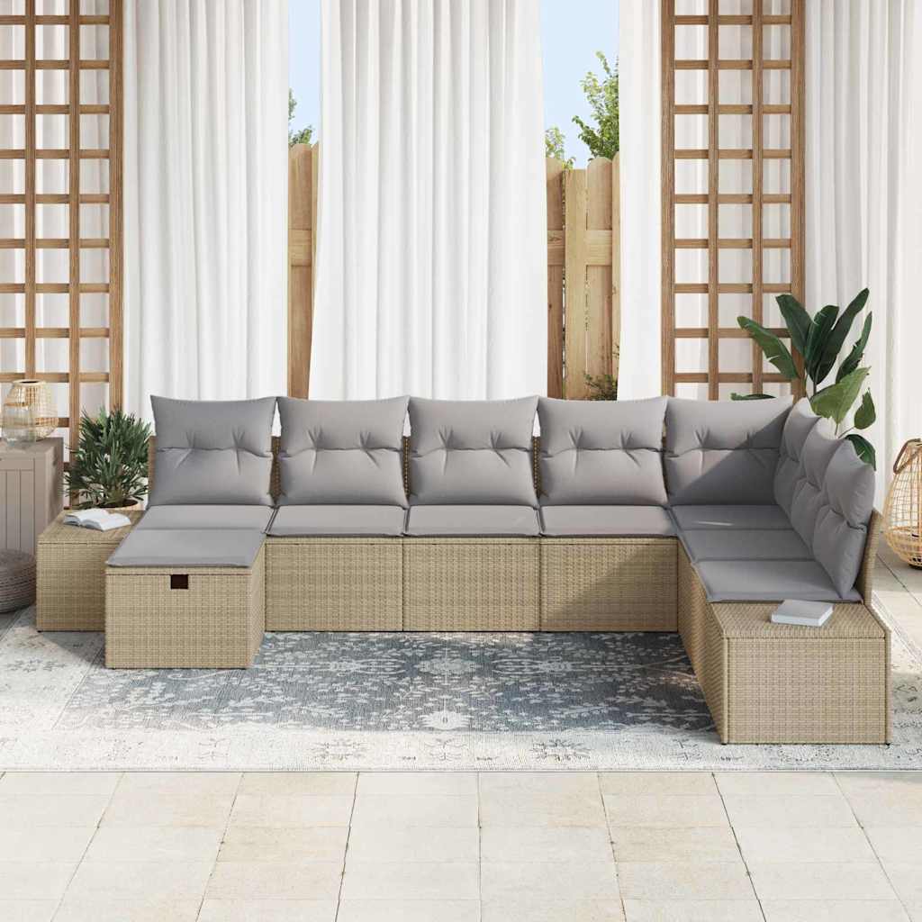Garten-Sofa-Set 8 pcs Beige 55 x 62 x 69 cm Poly Rattan