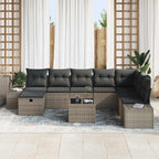 Garten-Sofa-Set mit Kissen 9 pcs Grau Poly Rattan