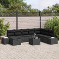 Garten-Sofa-Set mit Kissen 9 pcs Schwarz Poly Rattan