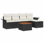Gartensofa-set mit Kissen 6 pcs Schwarz Poly Rattan