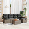 Gartensofa-set mit Kissen mit Speicher 6 pcs Grau Poly Rattan