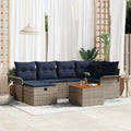 Gartensofa-set mit Kissen mit Speicher 7 pcs Grau Poly Rattan