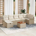 Gartensofa-set mit Kissen mit Speicher 8 pcs Beige Poly Rattan