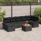 Gartensofa-set mit Kissen 8 pcs Schwarz Poly Rattan