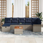 Gartensofa-set mit Kissen mit Speicher 8 pcs Grau Poly Rattan