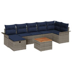 Gartensofa-set mit Kissen mit Speicher 8 pcs Grau Poly Rattan