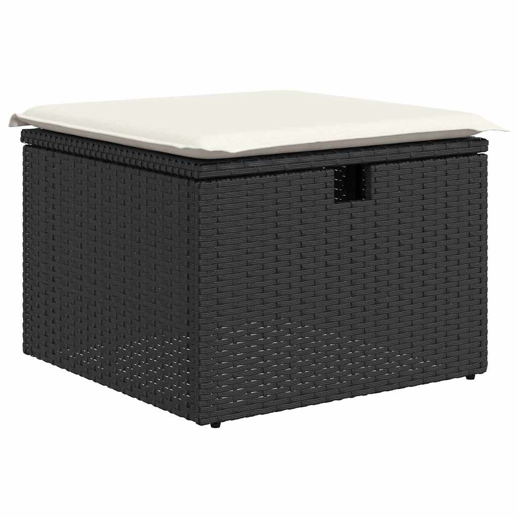 Gartensofa-set mit Kissen 6 pcs Schwarz Poly Rattan