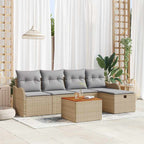 Gartensofa-set mit Kissen mit Speicher 6 pcs Beige Poly Rattan
