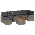 Gartensofa-set mit Kissen mit Speicher 8 pcs Grau Poly Rattan
