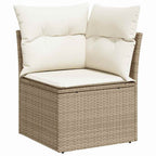 Gartensofa-set mit Kissen mit Speicher 9 pcs Beige Poly Rattan