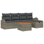 Gartensofa-set mit Kissen mit Speicher 6 pcs Grau Poly Rattan