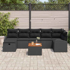 Gartensofa-set mit Kissen 8 pcs Schwarz Poly Rattan