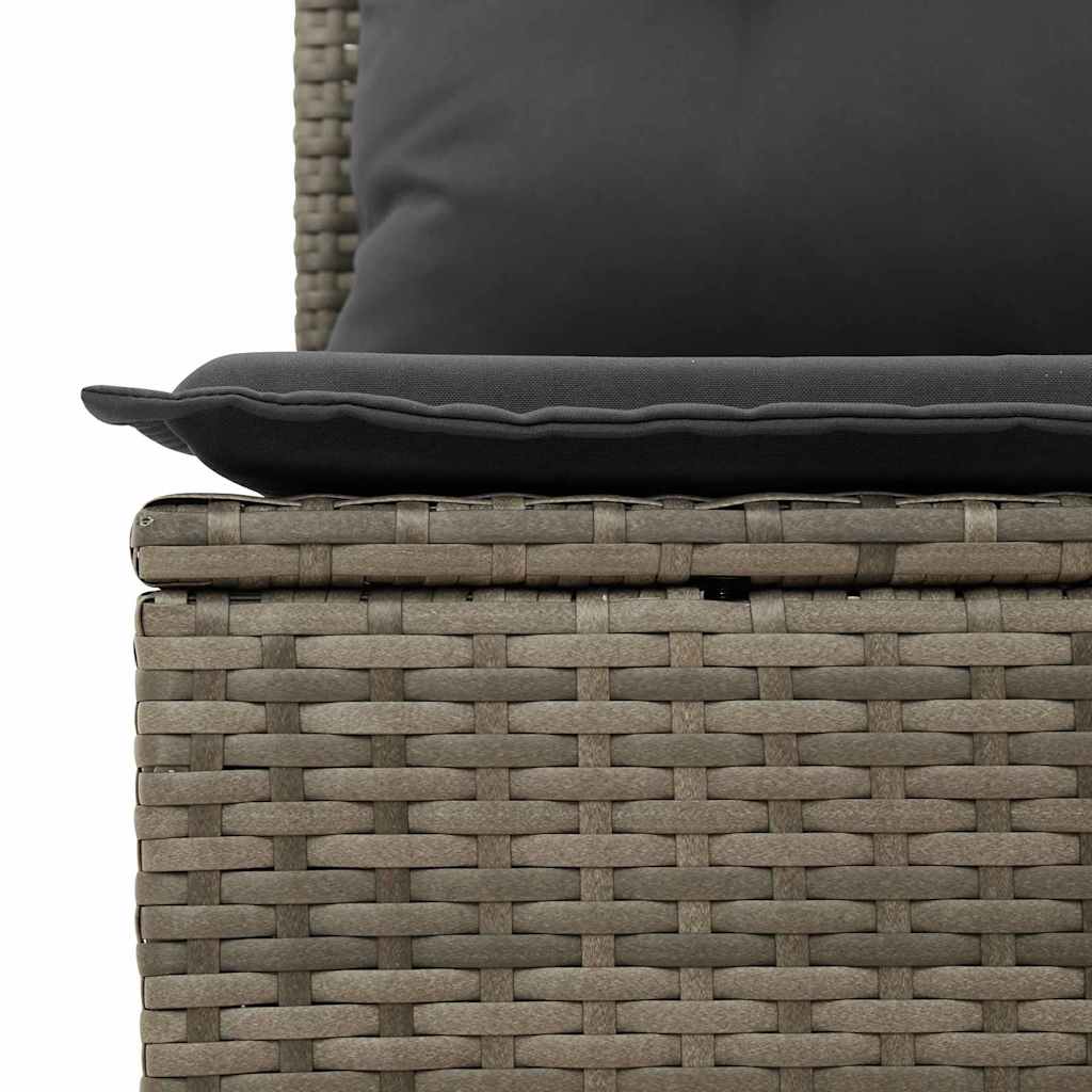 Gartensofa-set mit Kissen mit Speicher 9 pcs Grau Poly Rattan