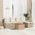 Gartensofa-set mit Kissen mit Speicher 6 pcs Beige Poly Rattan
