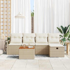 Gartensofa-set mit Kissen mit Speicher 6 pcs Beige Poly Rattan