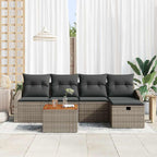 Gartensofa-set mit Kissen mit Speicher 6 pcs Grau Poly Rattan