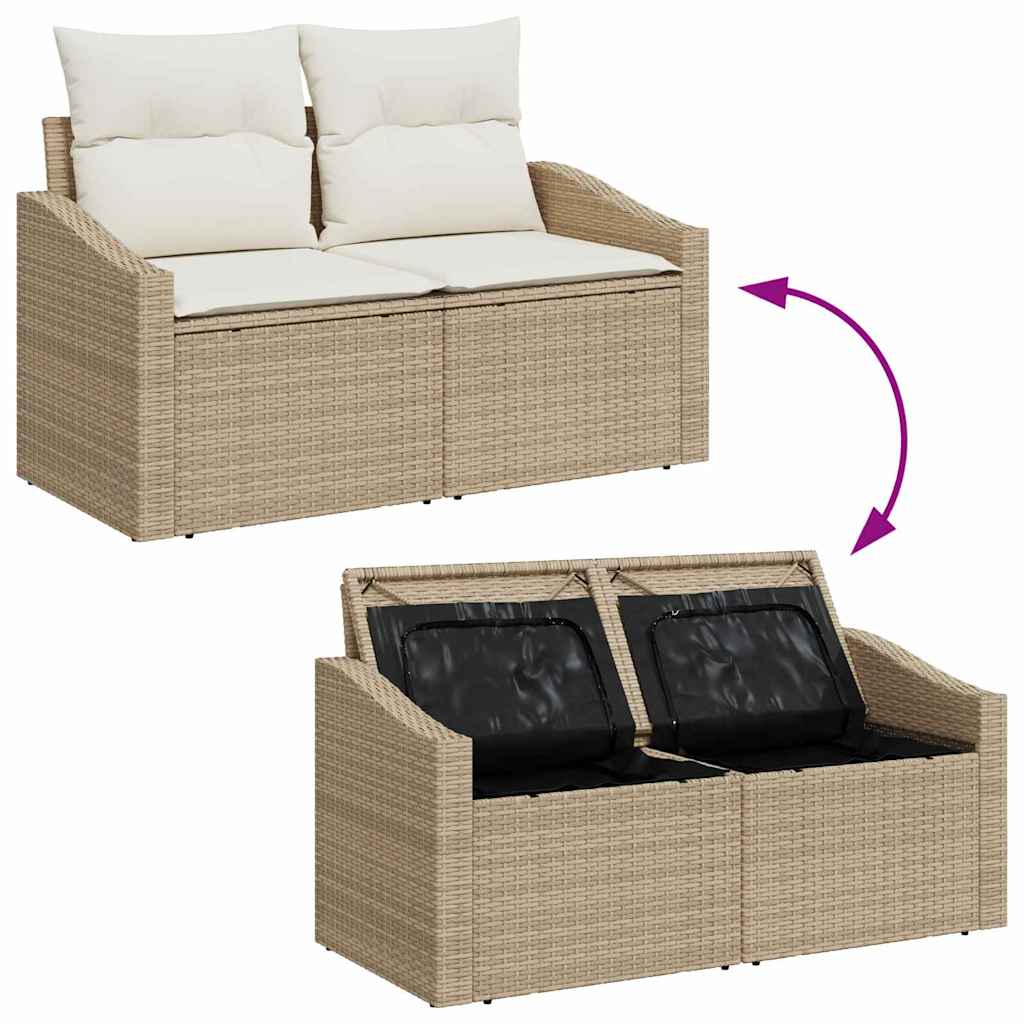 Gartensofa-set mit Kissen mit Speicher 6 pcs Beige Poly Rattan