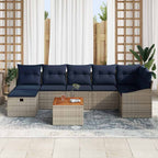 Gartensofa-set mit Kissen mit Speicher 8 pcs Grau Poly Rattan