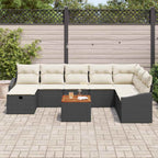 Gartensofa-set mit Kissen 9 pcs Schwarz Poly Rattan