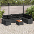Gartensofa-set mit Kissen 9 pcs Schwarz Poly Rattan