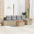 Gartensofa-set mit Kissen mit Speicher 6 pcs Beige Poly Rattan