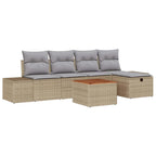 Gartensofa-set mit Kissen mit Speicher 6 pcs Beige Poly Rattan