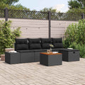 Gartensofa-set mit Kissen 6 pcs Schwarz Poly Rattan