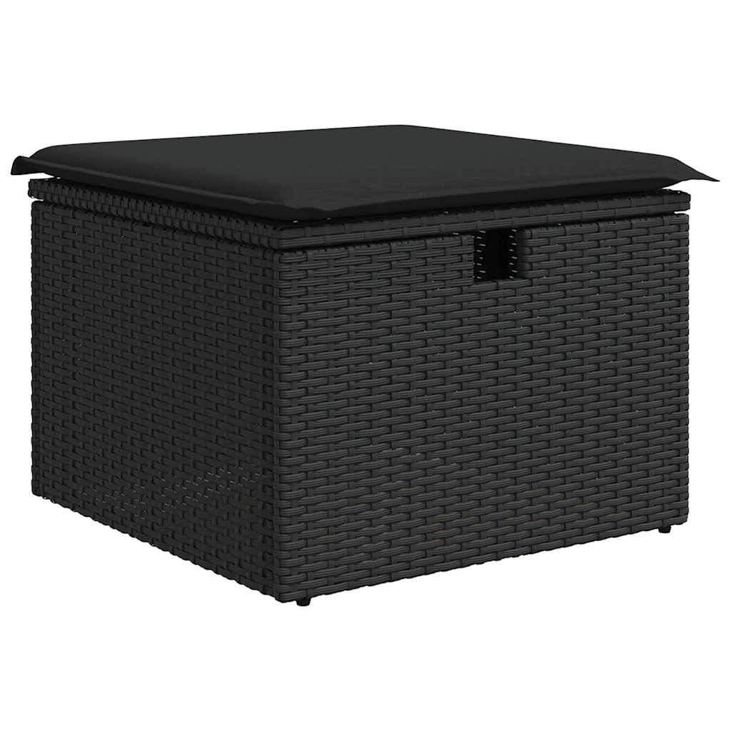 Gartensofa-set mit Kissen 6 pcs Schwarz Poly Rattan