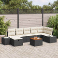 Gartensofa-set mit Kissen 8 pcs Schwarz Poly Rattan
