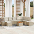 Gartensofa-set mit Kissen mit Speicher 9 pcs Beige Poly Rattan