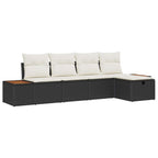 Garten-Sofa-Set mit Kissen 5 pcs Schwarz Poly Rattan