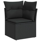 Garten-Sofa-Set mit Kissen 8 pcs Schwarz Poly Rattan
