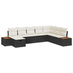 Gartensofa-set mit Kissen mit Speicher Schwarz Poly-Rattan