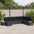 Gartensofa-set mit Kissen mit Speicher Schwarz Poly-Rattan