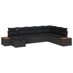 Gartensofa-set mit Kissen mit Speicher Schwarz Poly-Rattan