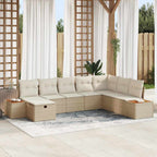 Gartensofa-set mit Kissen mit Speicher Beige Poly-Rattan
