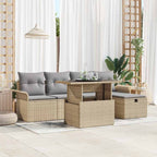 Garten-Sofa-Set mit Kissen mit Speicher 6 pcs Beige Poly Rattan