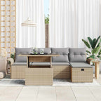 Garten-Sofa-Set mit Kissen mit Speicher 6 pcs Beige Poly Rattan