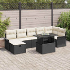 Garten-Sofa-Set mit Kissen 8 pcs Schwarz Poly Rattan