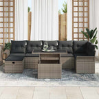 Garten-Sofa-Set mit Kissen mit Speicher 8 pcs Grau Poly Rattan