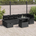 Garten-Sofa-Set mit Kissen 8 pcs Schwarz Poly Rattan