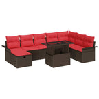 Garten-Sofa-Set mit Kissen mit Speicher 9 pcs Braun Poly Rattan