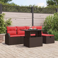 Garten-Sofa-Set mit Kissen mit Speicher 6 pcs Braun Poly Rattan