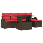 Garten-Sofa-Set mit Kissen mit Speicher 6 pcs Braun Poly Rattan