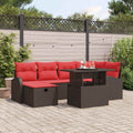 Garten-Sofa-Set mit Kissen mit Speicher 7 pcs Braun Poly Rattan