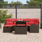 Garten-Sofa-Set mit Kissen mit Speicher 7 pcs Braun Poly Rattan